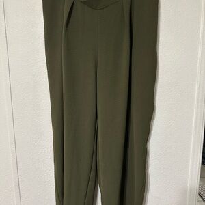 Eytino Olive Green Crossover Waist Wide Leg Pants 2X